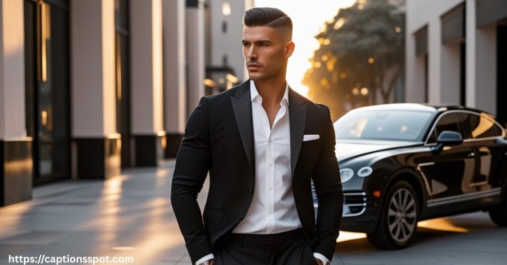 Black Blazer Captions for Men