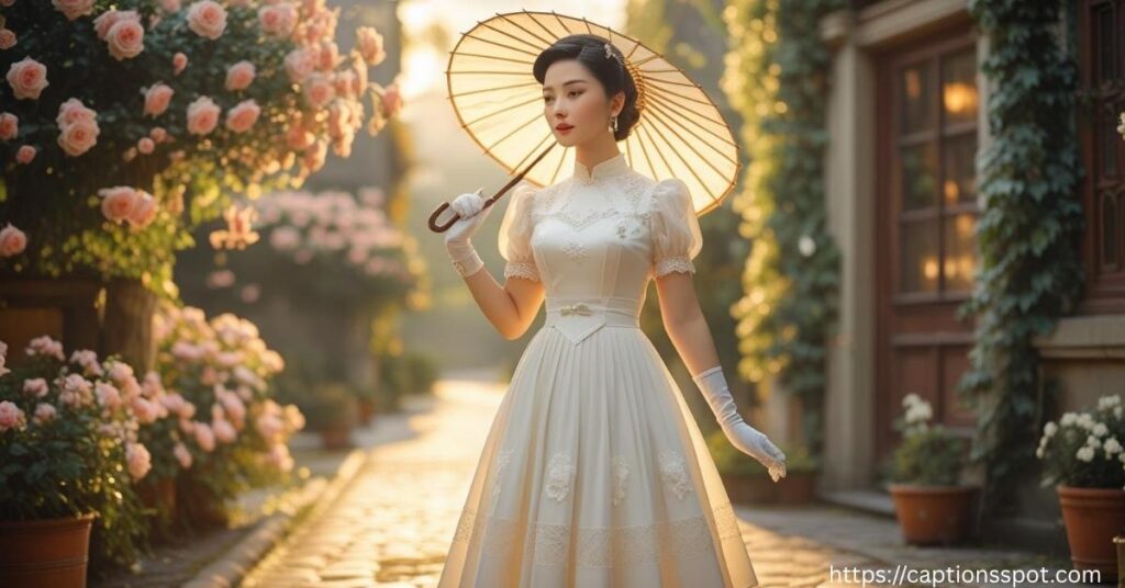 Vintage White Dress Captions