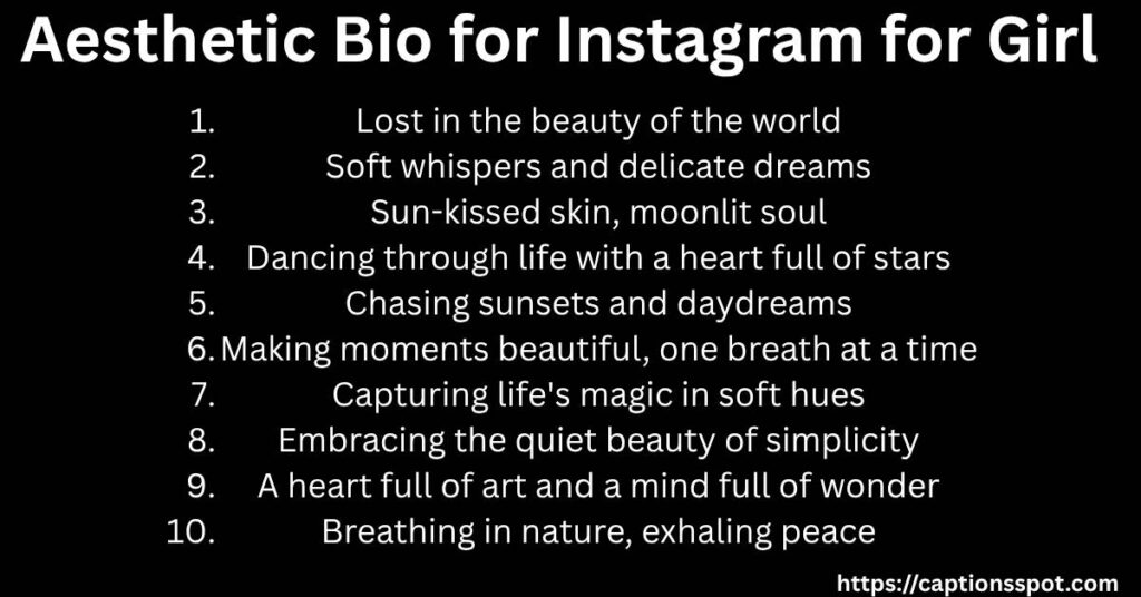 Aesthetic Bio for Instagram for Girl