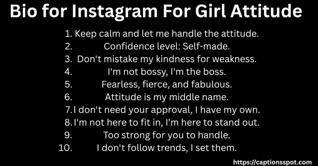 Bio for Instagram For Girl Attitude