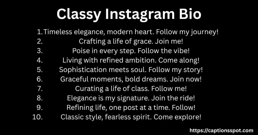 Classy Instagram Bio
