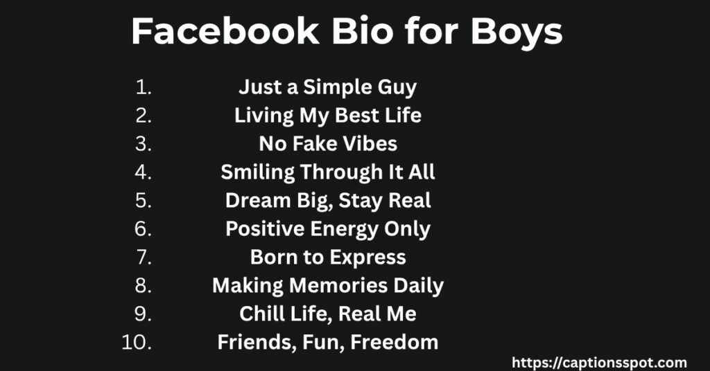 Facebook Bio for Boys