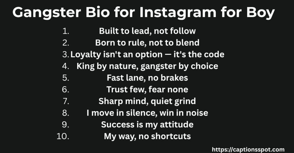 Gangster Bio for Instagram for Boy