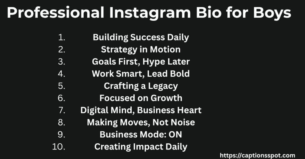 Professional Instagram Bio for Boys