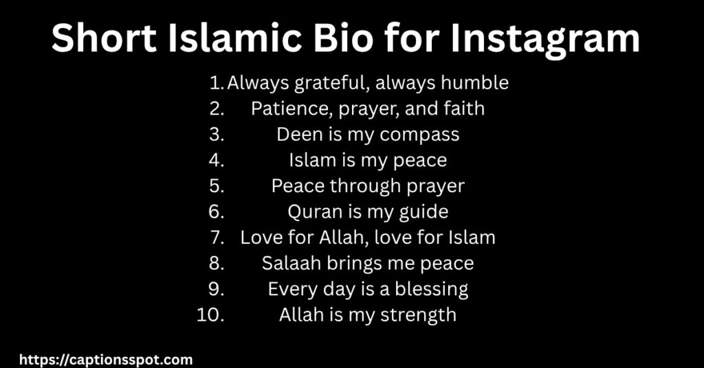 Short Islamic Bio for Instagram