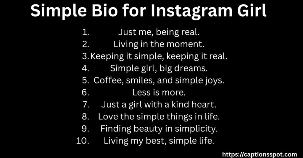 Simple Bio for Instagram Girl