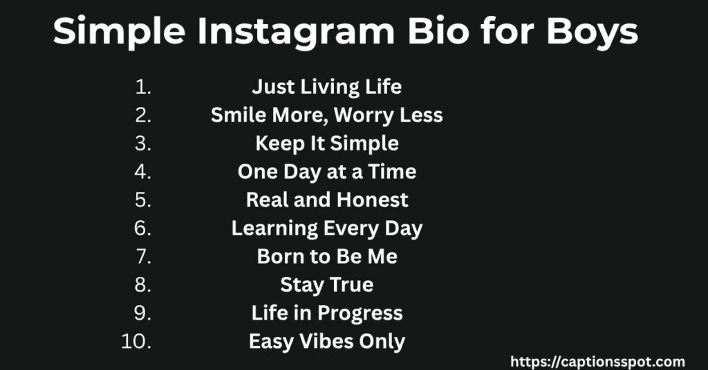 Simple Instagram Bio for Boys