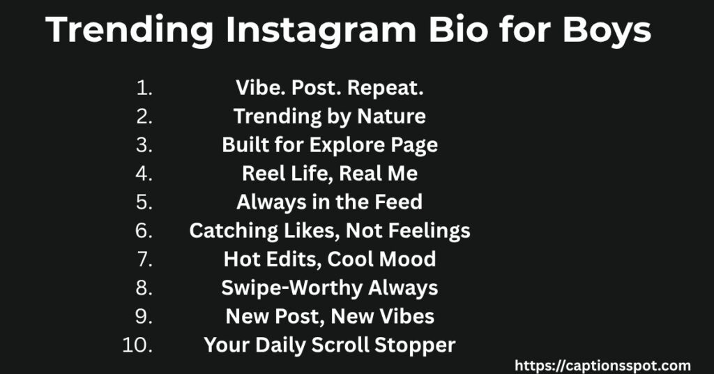 Trending Instagram Bio for Boys