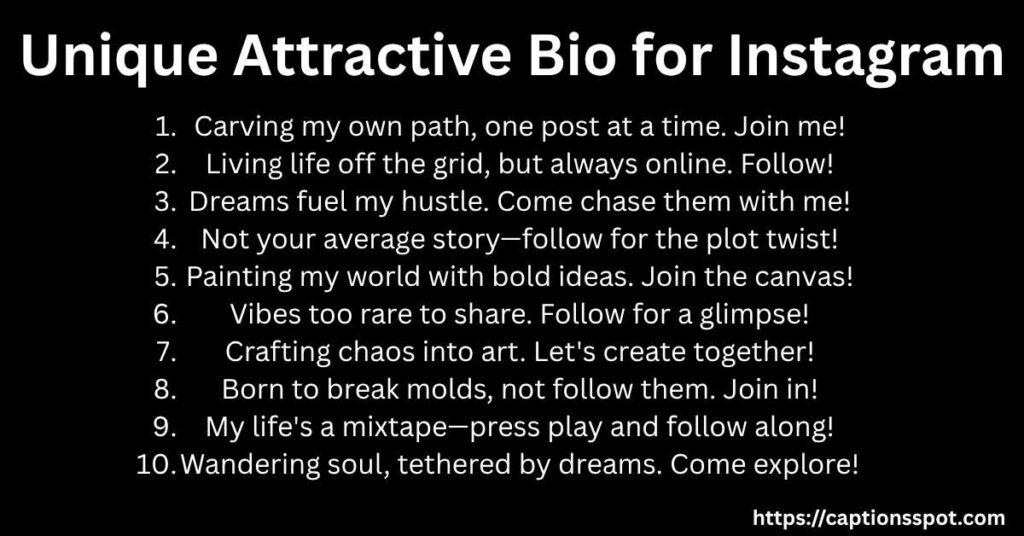 Unique Attractive Bio for Instagram